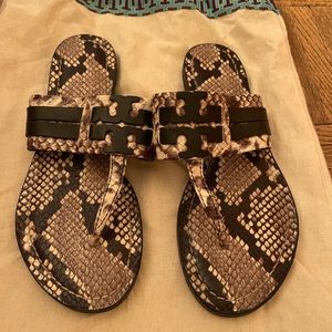 Black python snake sandals